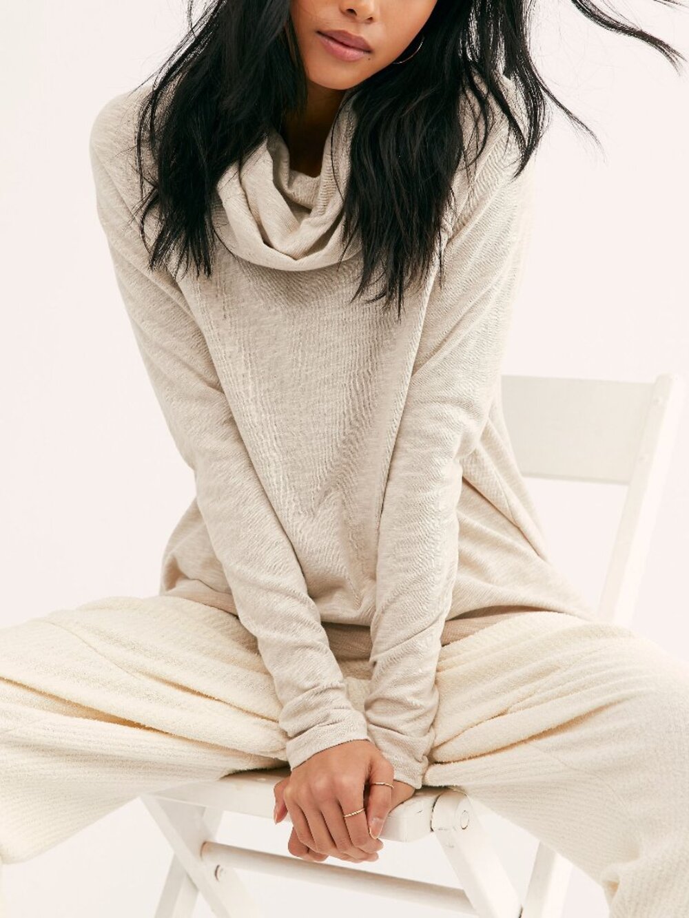 Free People Beach Cocoon Cowl Neck Sweater Oakbark Tan Neutral